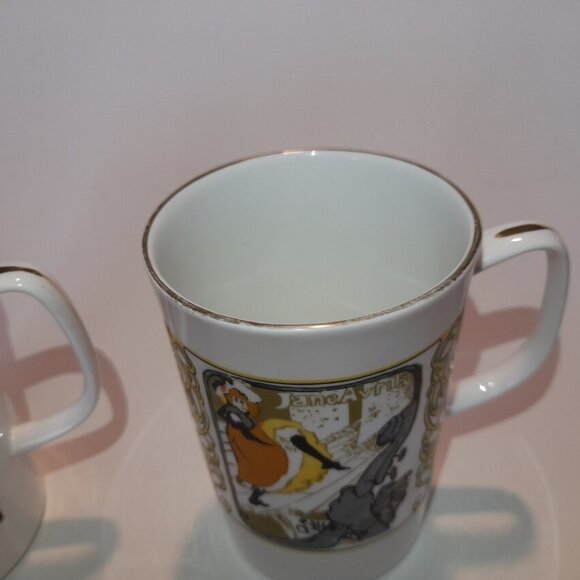 Vintage Art Nouveau Mugs Moulin Rouge Toulouse Lautrec Set of 2 - Picture 10 of 10